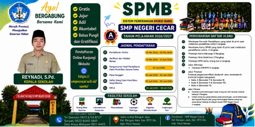 Sistem Penerimaan Murid Baru (SPMB) SMP Negeri Cecar Tahun Pelajaran 2026/2027